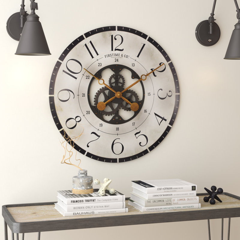 Trent Austin Design Oversized Deseret Gears 27" Wood Wall Clock